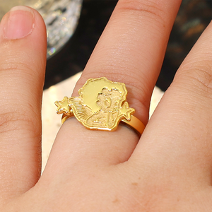 Grossaleustom Cartone animato placcato oro regolabile anello in acciaio inox personalizzato gioielli di moda regalo per le ragazze di nuovo arrivo - Product Image 5