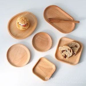 Plateau ovale en bois de hêtre de style japonais, couleur unie, pour servir des desserts, des gâteaux, des fruits, à la maison, à l'hôtel, pour le café ou le thé. - Product Image 3