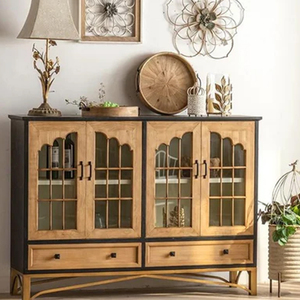 定制橱柜超宽经典复古风格客厅电视柜带抽屉木制储物柜 - Product Image 3