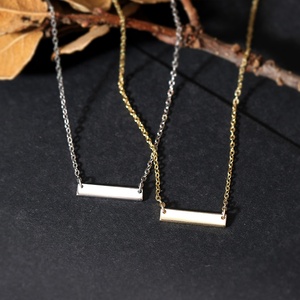 Kalung Batang Persegi Panjang Horizontal Kosong Perak <span class=keywords><strong>Sterling</strong></span> S925 untuk Wanita, Model Trendi dan Laris, Ukuran 16X3cm - Product Image 2