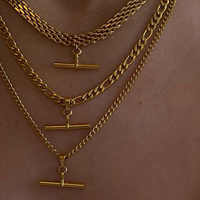 Collier tendance pour femme en acier inoxydable plaqué or 18 carats, style punk hip-hop, avec pendentif en forme de barre et chaîne serpent, motif géométrique