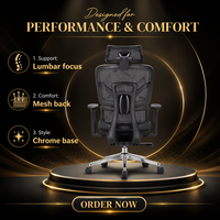 Chaise de bureau ergonomique en maille, pivotante et réglable, avec support lombaire et appui-tête