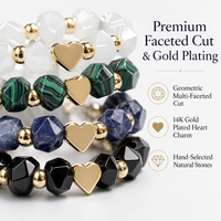 Bracelet tendance en perles de pierre naturelle : Agate, Œil de tigre, Malachite, Sodalite, avec facettes et perles losanges – Idéal pour un anniversaire