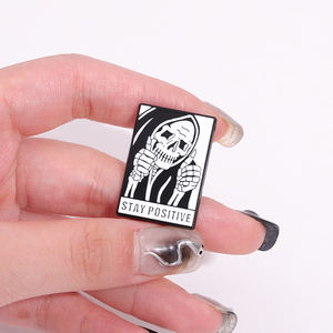 ステーポジティブエナメルピン面白い死神ブローチラペルバッジゴステステステーネガティブバックパックジュエリーギフト卸売 - Product Image 4