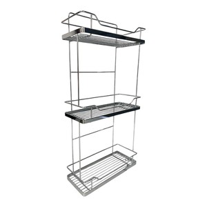 Estante de Almacenamiento Cuadrado de Tres Niveles para Baño, Independiente y Moderno, de Acero Inoxidable Galvanizado - Product Image 1