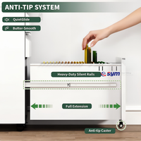 Meuble mobile en acier à verrouillage sécurisé, armoire métallique sous bureau à 3 tiroirs avec serrure centrale et roulettes anti-basculement