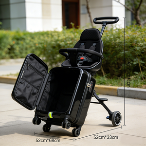 Valise à roulettes portable <span class=keywords><strong>2</strong></span> <span class=keywords><strong>en</strong></span> 1 de qualité supérieure, sûre et pratique, approuvée par les mamans, avec serrure TSA et siège enfant de 3 à 5 ans - Product Image 6