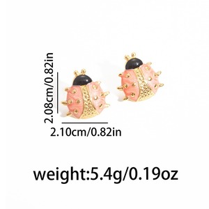 6 Farben Marienkäfer-Ohrstecker aus Edelstahl mit Emaille-Öltropfen, goldfarben, anlaufbeständig, niedlicher Tier-Schmuck für Damen, Geschenk für sie - Product Image 3