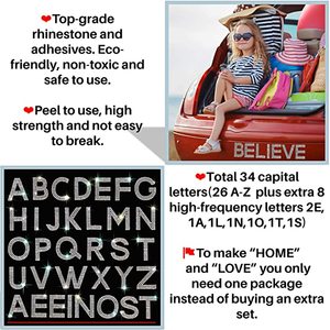 Bling水钻字母字母贴纸，A-Z字母自粘水晶水钻文字贴纸汽车艺术<span class=keywords><strong>Craf</strong></span> - Product Image 5