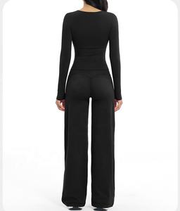 ชุดโยคะผ้าเนื้อนุ่มระบายอากาศแห้งเร็วแบบทึบสีพื้น ยี่ห้อ Tiktok Viral สำหรับผู้หญิง เสื้อออกกำลังกาย กางเกงโยคะ<span class=keywords><strong>ขา</strong></span>ยาว ผ้าไนลอนผสมสแปนเด็กซ์ ชุดออกกำลังกาย - Product Image 3