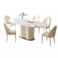 Table à manger en pierre frittée de style moderne Runwood Wayon, table ovale et ensemble de chaises gain de place pour petit appartement
