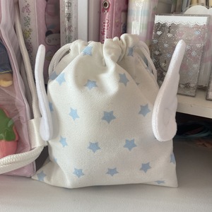 Fashion Portable Geometric <b>Drawstring</b> Cosmetic <b>Bag</b> Polyester Dust Storage Pouch <b>Makeup</b> Stationery Travel Organizer with Wings - Product Image 2
