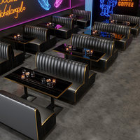 Ensemble de mobilier commercial pour restaurant, idéal pour salon de thé, pâtisserie, barbecue, restaurant de fondue - Style industriel/rétro, canapé en PU personnalisable