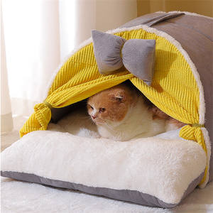 Warmes Haustierbett für Hunde und Katzen, Halboffene Hundehütte, Weiches Nestzelt, Haustierzubehör, Katzenhaus, Winter-Katzenbett, Haustierhöhle - Product Image 4