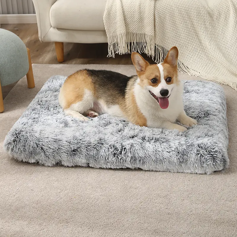 2022 Washable Zipper Removable Waterproof Plush Faux Fur Cushion Soft Furniture Protector Memory Foam Orthopedic Dog Pet Bed
