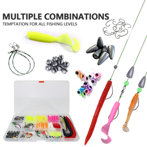 Kit <span class=keywords><strong>de</strong></span> Pêche USHAZER 200 Pièces: Leurres Souples, Queue Bouclée, Cuillères, Spinner, Poisson Nageur, Têtes Plombées, Hameçons Décalés, Plombs Balle pour Achigan - Product Image 5