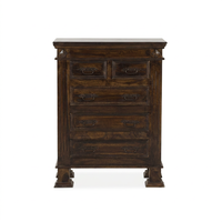 Commode traditionnelle en chêne massif, style mid-century modern, fabriquée à la main, 5 tiroirs, meuble de rangement autoportant pour chambre à coucher