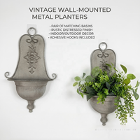 Pot Bunga Dinding Logam Vintage, Pot Bunga Besi Antik Rustic untuk Dekorasi Taman Dalam & Luar Ruangan, Wadah Gantung Dinding Dekoratif