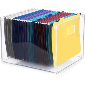 हैंडल के साथ स्पष्ट एक्रिलिक फ़ाइल आयोजक फ़ाइल टोकरा भंडारण बॉक्स के लिए पत्र A4 फ़ाइल फ़ोल्डर धारक कार्यालय की आपूर्ति कपड़े पेंट्री