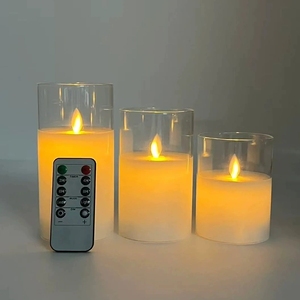 Glass Paraffin LED Flameless <strong>Candle</strong> with Remote Control 3D Flame Eco-Friendly for Home Decor - Product Image 6