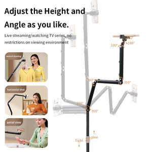 Custom Heavy Duty Telescopic Floor Stand 360&deg; Rotating Aluminum Phone <strong>Tablet</strong> <strong>Holder</strong> 2.6KG 4-12.9" Universal for Office OEM Bulk - Product Image 3