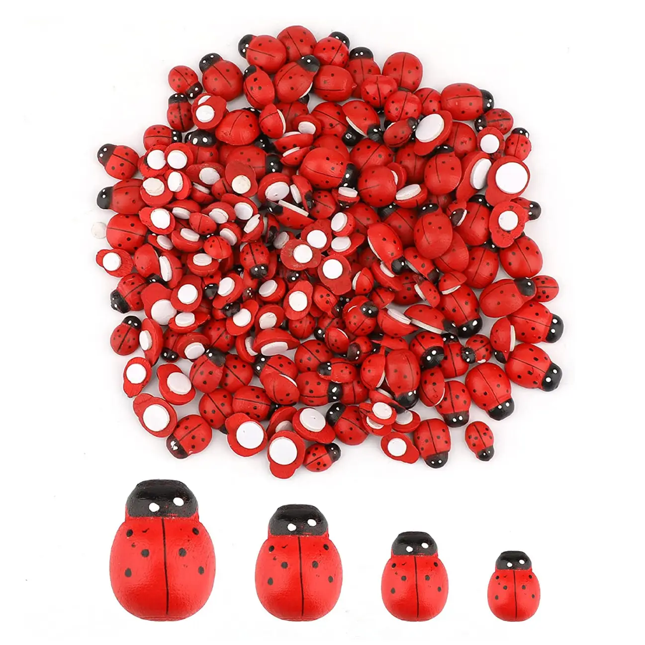 200 adet ladybugs ahşap arı oyuncaklar DIY el sanatları bebek duş parti dekorasyon mikro peyzaj açık dekor ahşap uğur böceği