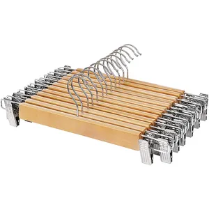 Bán buôn U hình dạng rắn kim loại Clip gỗ vải quần quần móc áo có thể điều chỉnh váy móc bán buôn - Product Image 1