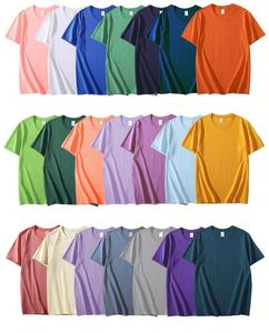 T-shirt en coton épais avec logo et design personnalisés, col renforcé, anti-décoloration, anti-boulochage, t-shirt uni pour hommes et femmes, vente en gros - Product Image 3