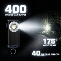 Mini lampe torche LED portable OEM 400 lumens, étanche IP65, rechargeable par USB, faisceau réglable, pour clé de poche