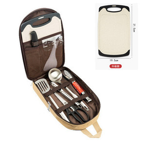 Ensemble de cuisine portable pour le camping en plein air, ustensiles de cuisine en acier inoxydable, sac d'organisation pour pique-nique, voyage en pleine nature, transport facile - Product Image 1