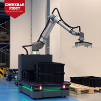 Estación de Paletización Robótica Móvil Autónoma Compacta, Colaboración Segura entre Humanos y Robots para el Proceso de Manipulación de Cajas en Logística de Fábrica