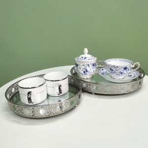 Plateau de service et de rangement pour bijoux en métal argenté de luxe, personnalisé, écologique et réutilisable, pour la décoration intérieure, le bureau et le salon - Product Image 3