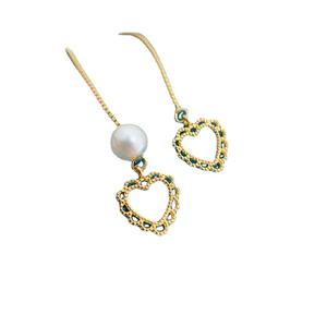 Boucles d'oreilles en argent S925 avec perles de 5-7 mm, accessoires de perles DIY, style amour, creux, support 20916, colliers pendentifs DIY - Product Image 5