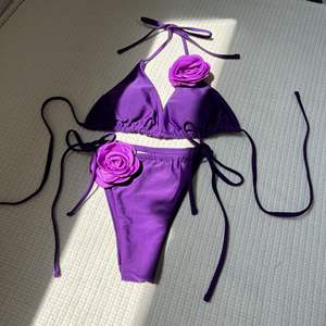 Nuevo Bikini de Dos Piezas con Tirantes Cruzados y Flores Rosadas en el Pecho para Mujer, Trajes de <span class=keywords><strong>Baño</strong></span> al por Mayor y Ropa de Playa - Product Image 5