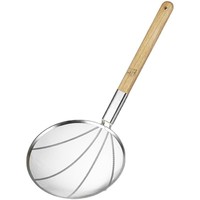 Écumoire en maille de fil d'acier inoxydable avec manche en bois pour cuisine, restaurant, hôtel, restauration, nouilles et friture