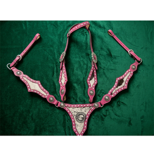 Ensemble de bride et de collier de poitrine en cuir western fait main, décoré de perles authentiques, offrant un confort supérieur - Product Image 5