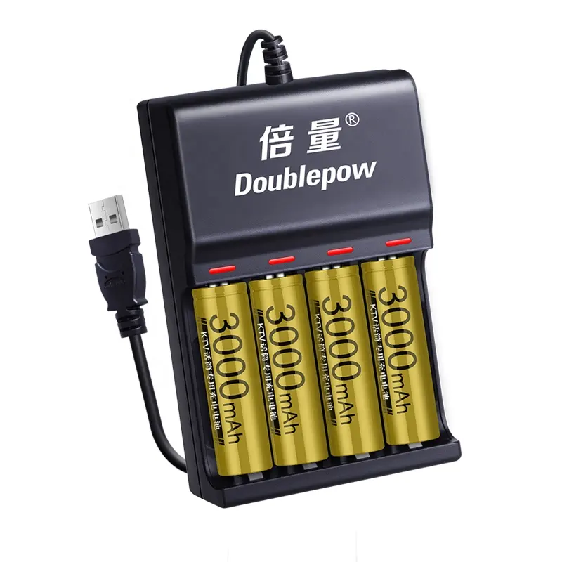 Standaard Batterij Oplader 4 Slots Usb Led Display Smart Snellader Voor 1.2V Aa/Aaa Ni-Mh/Ni-Cd Oplaadbare Batterij