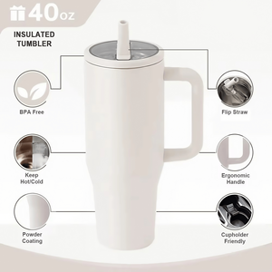 40oz 304 Stainless Steel Double Wall Insulated Travel Thermos with <strong>Handle</strong> Vacuum <strong>Flask</strong> with Straw Lid for Outdoor Car Use Travel