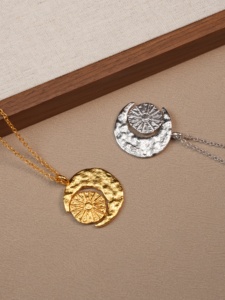 럭셔리 빈티지 썬 & 문 펜던트 목걸이 새로운 리얼 골드 플래티넘 도금 황동 패션 쥬얼리 - Product Image 3