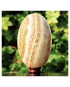 Premium Yellow Calcite Shiva Lingam <b>Crystal</b> Egg On Wooden Stand Home Decoration Feng Shui Collectible - Product Image 1