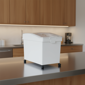 กล่องเก็บของขนาด 10.5 แกลลอน วัสดุ PP ฝาเลื่อนพร้อมล้อ สำหรับเก็บอาหารในครัว - Product Image 2