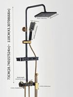 Ensemble de douche mural de luxe OEM 2025 noir et or 4 fonctions avec système de douche pluie et mitigeur thermostatique pour salle de bain