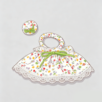 Chasingbeauty Robe à bretelles en peluche polyester avec nœud ruban vert, vêtements de poupée, chapeau haut-de-forme à motif floral frais, personnalisable