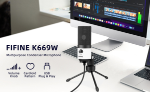 <span class=keywords><strong>FIFINE</strong></span> <span class=keywords><strong>K669</strong></span> Micrófono de grabación de estudio con cable PC de escritorio Micrófono de podcasting Micrófono de condensador profesional con cancelación de ruido XLR - Product Image 2