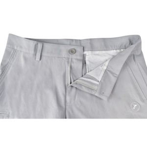 <b>Men's</b> Light Gray Straight Fit Casual <b>Trousers</b> Breathable Polyester Flat Front Button Closure Mid Waist Summer Wear - Product Image 2