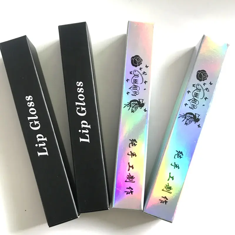 Custom private label black rose gold liquide lipstick lip gloss paper gift packaging box, beauty mascara packaging box