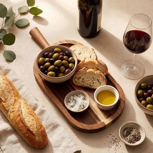 Planche <span class=keywords><strong>de</strong></span> service en bois d'acacia avec poignée, <span class=keywords><strong>plateau</strong></span> rectangulaire pour charcuterie, <span class=keywords><strong>plateau</strong></span> <span class=keywords><strong>de</strong></span> dîner en acacia avec grain naturel - Product Image 1