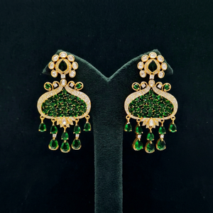 08202Vintage Kundan <b>Dangle</b> <b>Earrings</b> <b>Gold</b> Plated Brass Drop <b>Earrings</b> Moissanite Jewelry for Wedding Women Party wear - Product Image 1