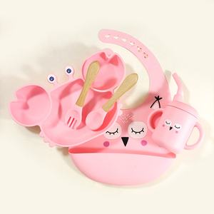 Novo design 5 peças de utensílios de mesa de silicone para bebês, prato de caranguejo não tóxico de qualidade alimentar, sem Bpa - Product Image 3