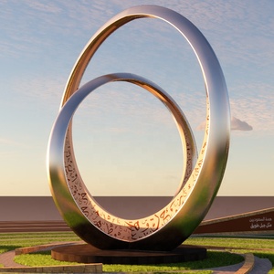 รูปปั้นกลางแจ้งทรงกลมขนาดใหญ่ศิลปะโลหะสมัยใหม่รูปปั้นอาหรับตกแต่งภูมิทัศน์ประติมากรรมสวนสแตนเลส - Product Image 1